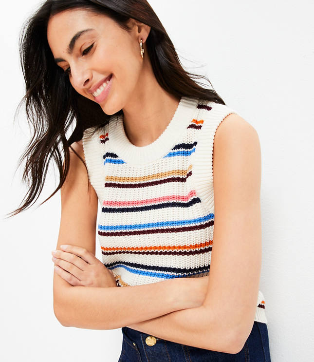 Striped Stitchy Sweater Vest