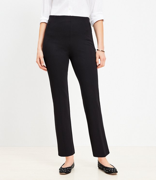 Petite Straight Cropped Cuff Pant in Houndstooth - Light Charcoal Heather