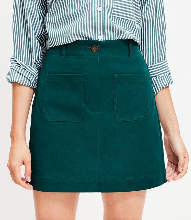 Petite Twill Patch Pocket Mini Skirt