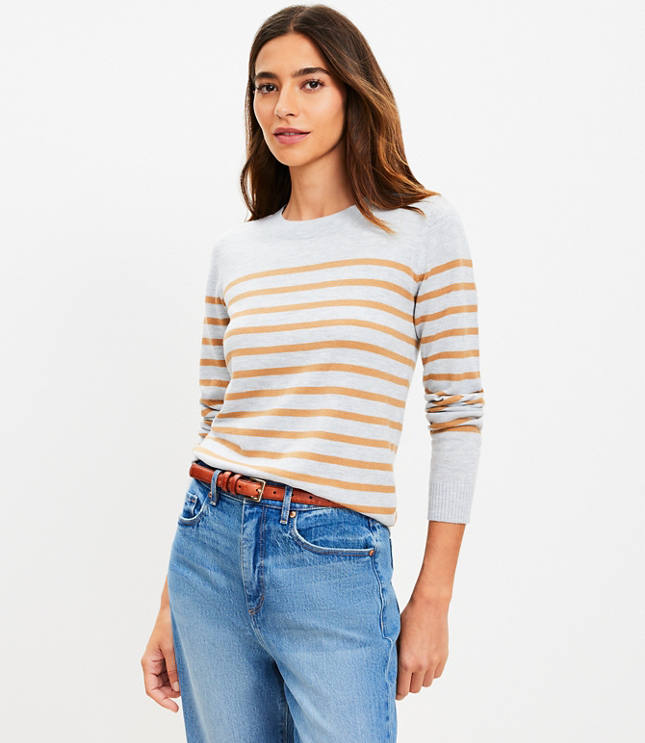 Striped Luxe Knit Sweater - Silver Dust Melange