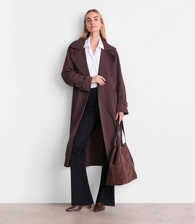 LOFT Versa Crepe Drape Oversized Trench Coat