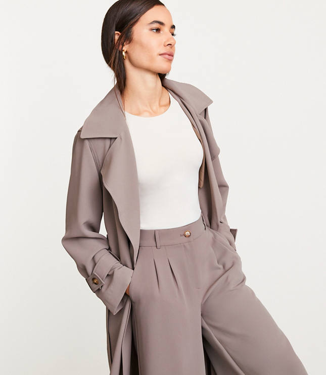 LOFT Versa Crepe Drape Oversized Trench Coat