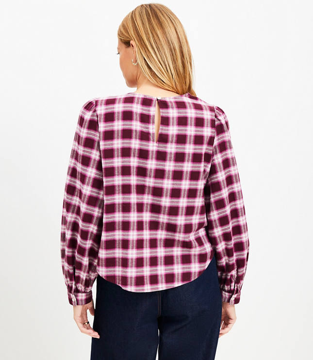 Plaid Flannel Knotted Blouse