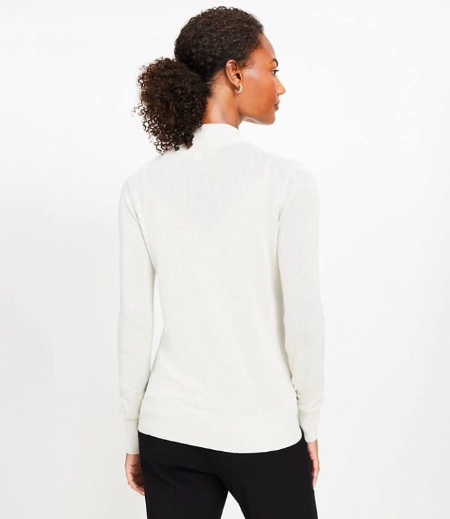 Shimmer Sheer Mock Neck Sweater