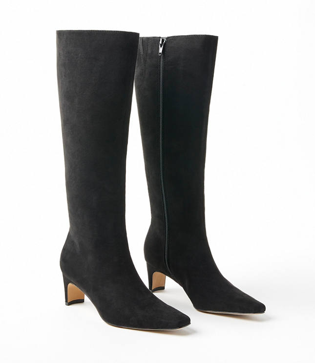 Tall Squared Pointy Toe Booties - Black