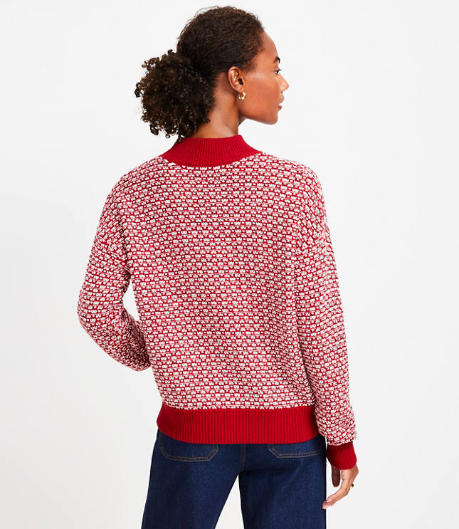 Tipped Textured Stitch Mock Neck Sweater