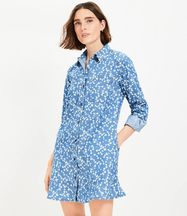 Bloom Chambray Mini Pocket Shirtdress