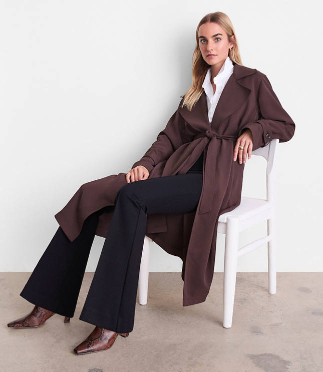 Petite LOFT Versa Crepe Drape Oversized Trench Coat