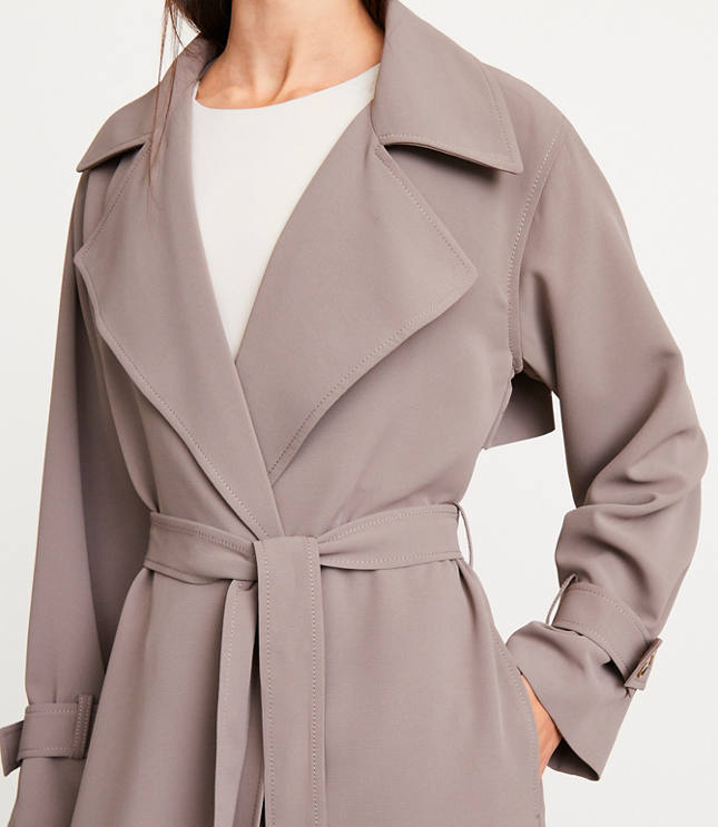 Petite LOFT Versa Crepe Drape Oversized Trench Coat