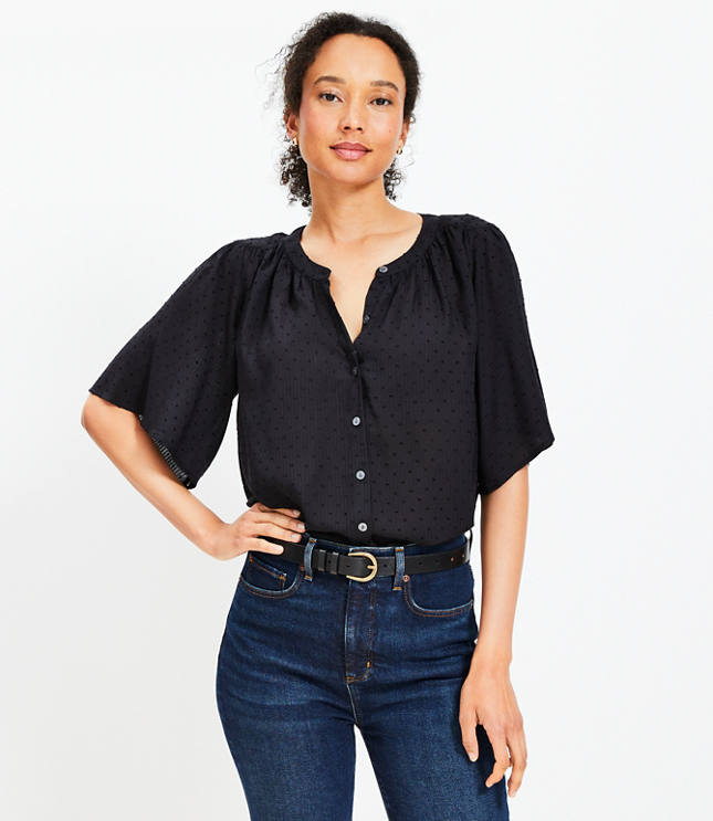 Clip Button Flutter Sleeve Blouse