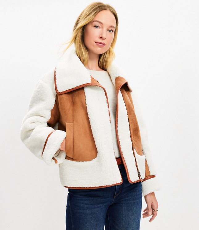 Shearling Mixed Media Coat