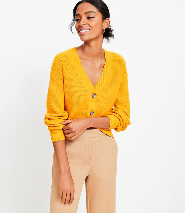 Petite V-Neck Cardigan - Yellow Gold