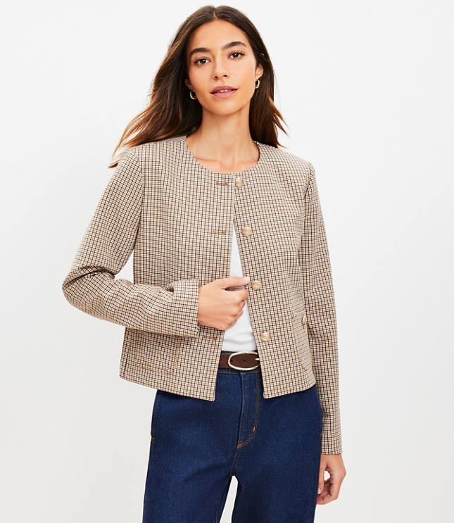 Petite Twill Double Breasted Blazer