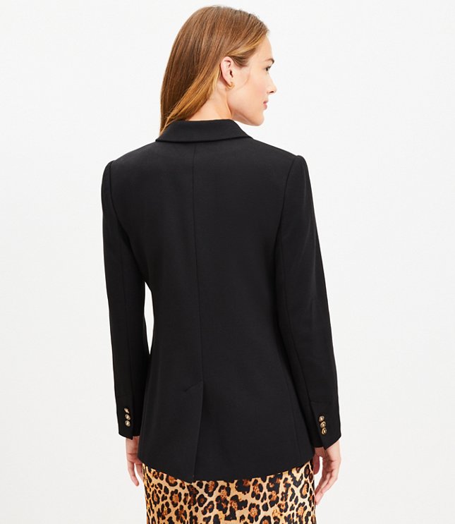 Petite Twill Double Breasted Blazer