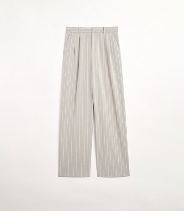 Petite LOFT Versa Seasonless Stretch Double Pleat Wide Leg Pant Stripe