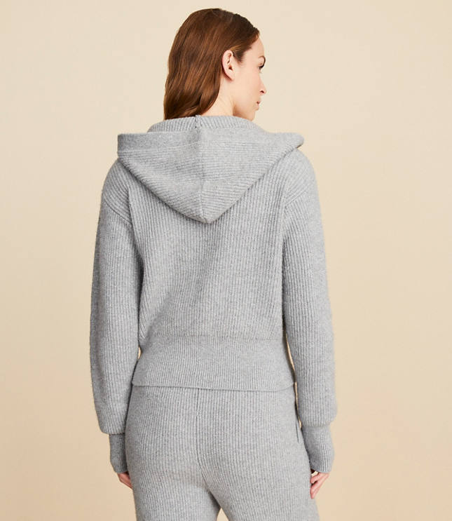 Lou & Grey Ribbed V-Neck Hooded Cardigan