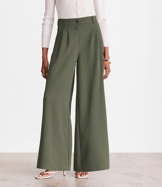 Petite LOFT Versa Crepe Drape Palazzo Pant
