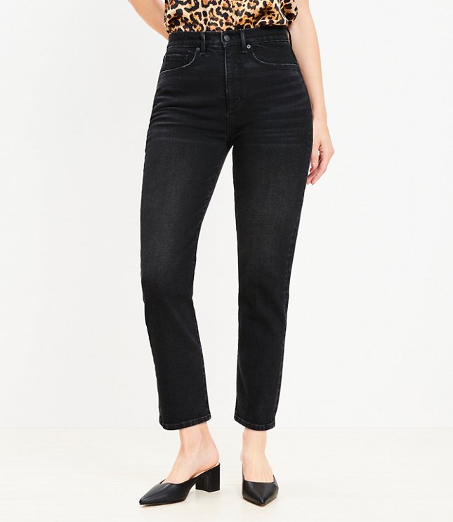 Curvy High Rise Slim Jeans in Washed Black