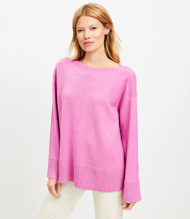 Ribtrim Boatneck Tunic Sweater