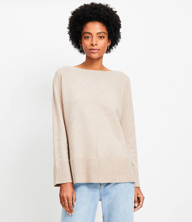 Ribtrim Boatneck Tunic Sweater