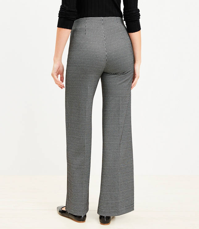 Petite Ponte Wide Leg Pants Houndstooth