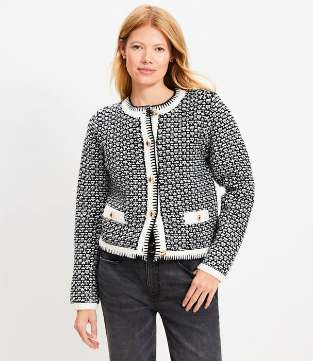 Textured Mixed Stitch Sweater Jacket