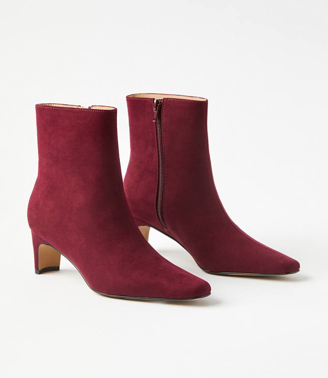 Squared Pointy Toe Booties - Deep Burgundy