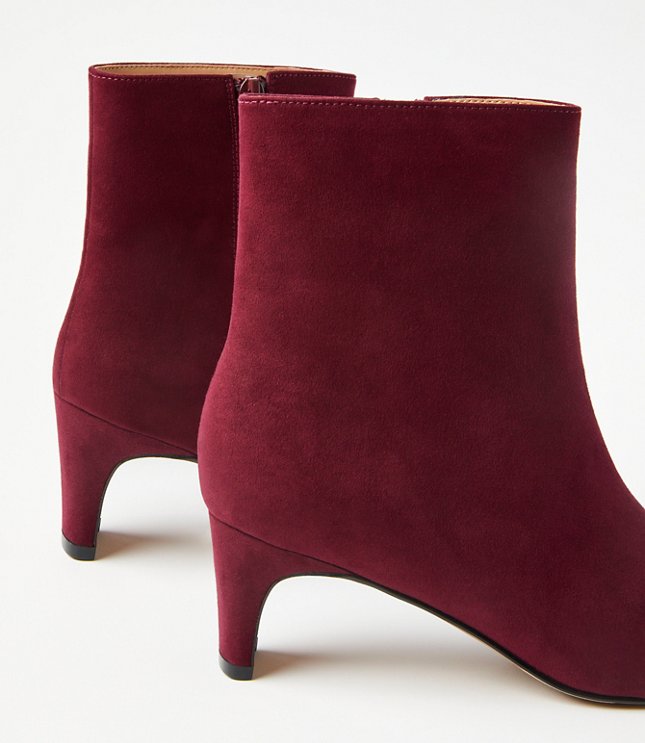 Squared Pointy Toe Booties - Deep Burgundy