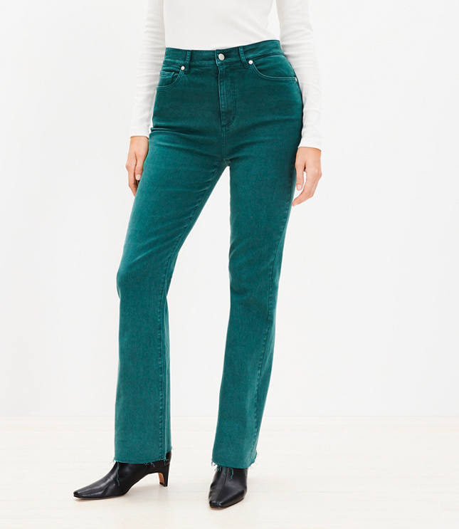 Curvy Fresh Cut High Rise Slim Flare Jeans Deep Spruce Green