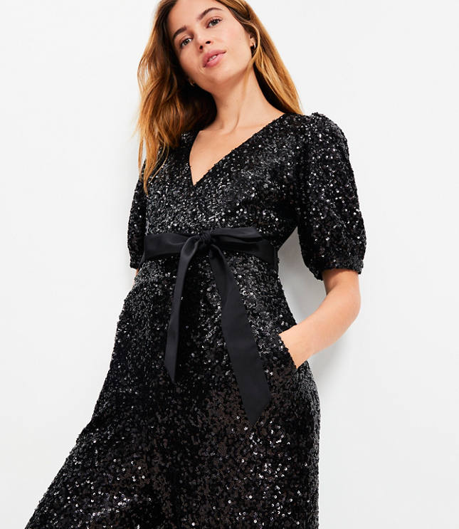 Sequin Tie Waist Jumpsuit