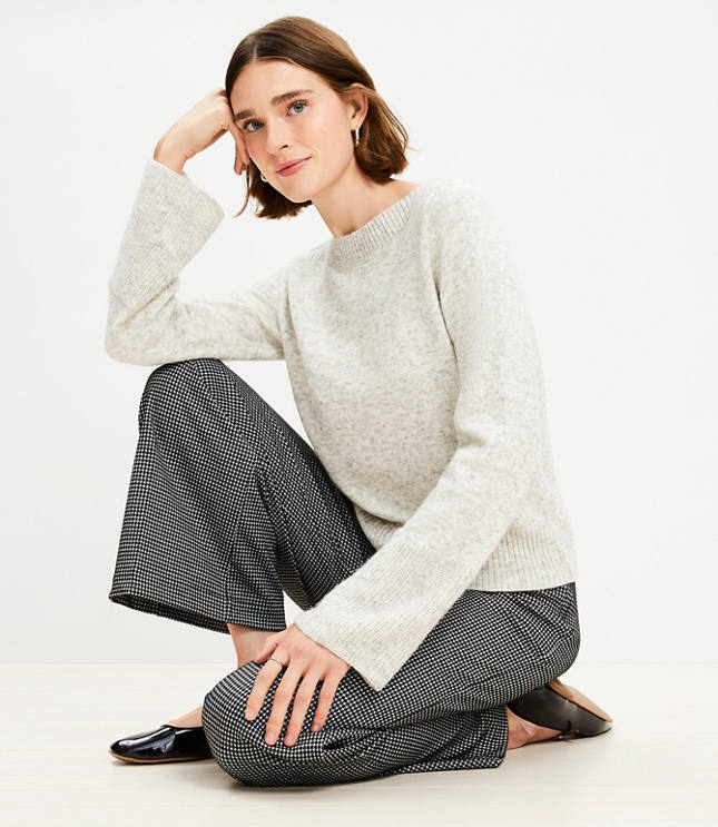 Petite Boatneck Ribtrim Flare Sleeve Sweater