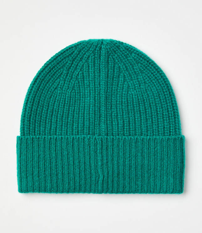 Ribbed Cashmere Beanie - Intense Emerald