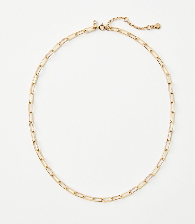 Textured Chain Link Necklace - Goldtone