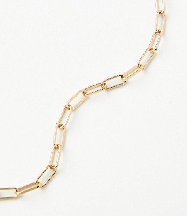 Textured Chain Link Necklace - Goldtone