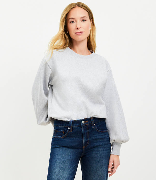 Heathered Puff Sleeve Sweatshirt