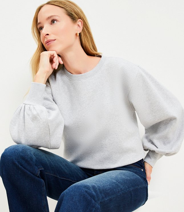 Heathered Puff Sleeve Sweatshirt