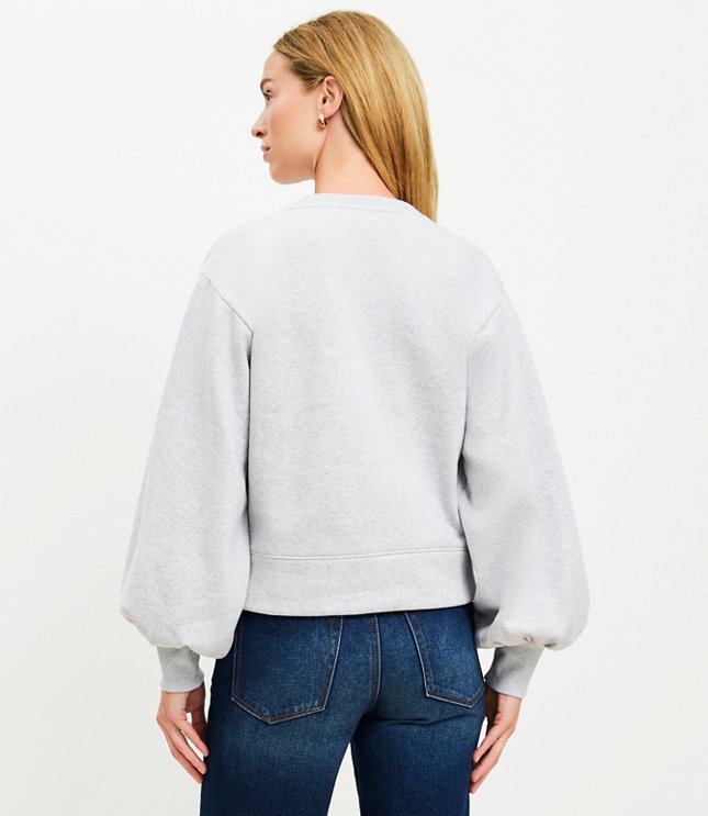 Heathered Puff Sleeve Sweatshirt