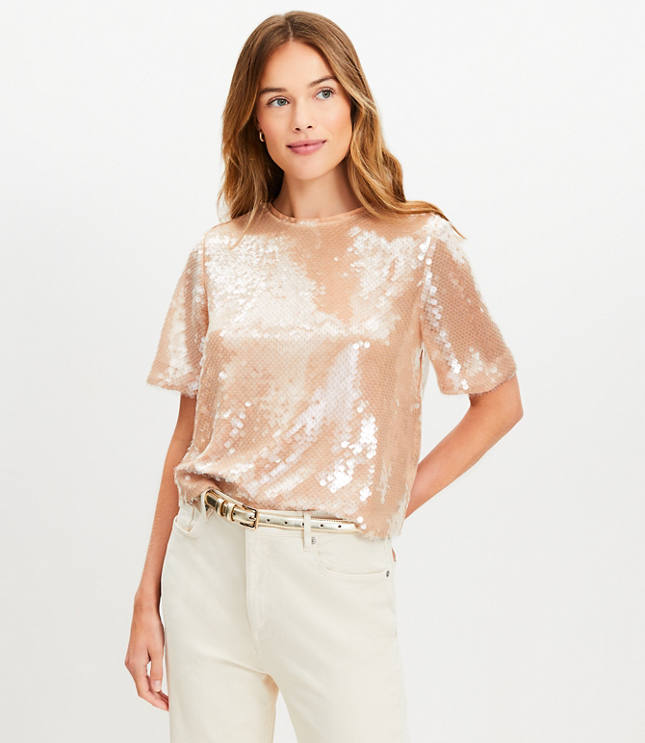 Short Sleeve Sparkle Tops | Loft