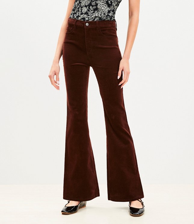 Petite Five Pocket Flare Pants in Plaid Bi-Stretch - Warm Stone