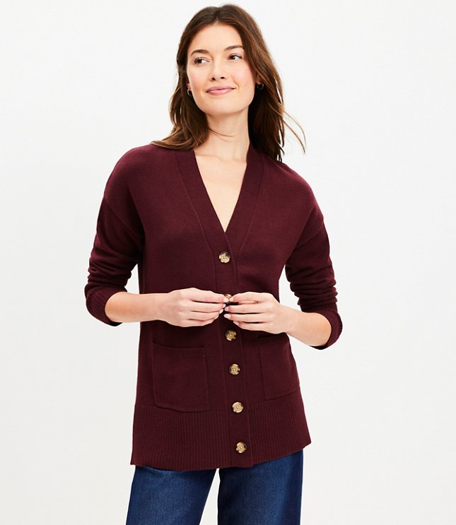 Petite V-Neck Pocket Cardigan