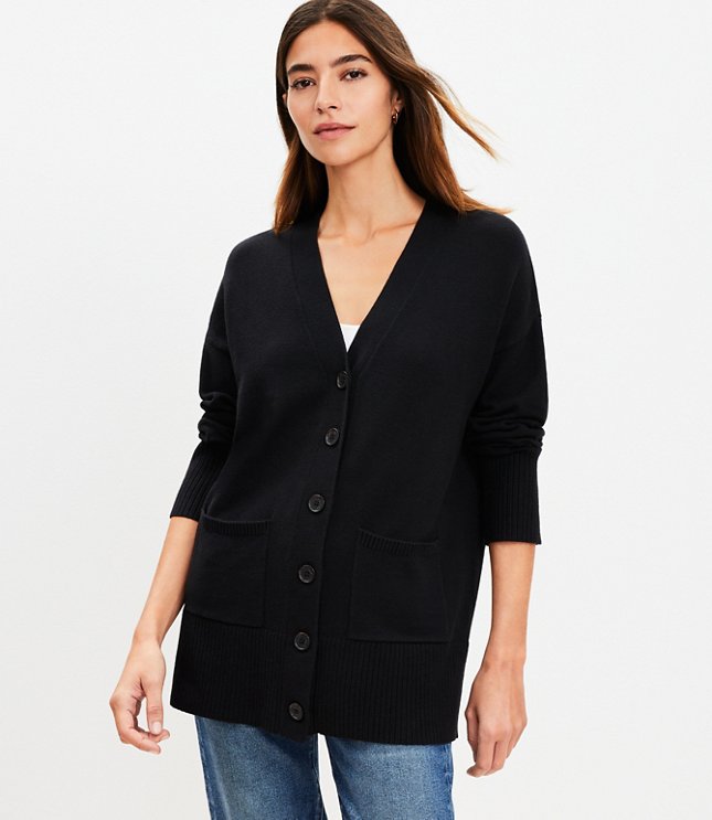 Petite V-Neck Pocket Cardigan