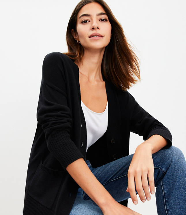 Petite V-Neck Pocket Cardigan