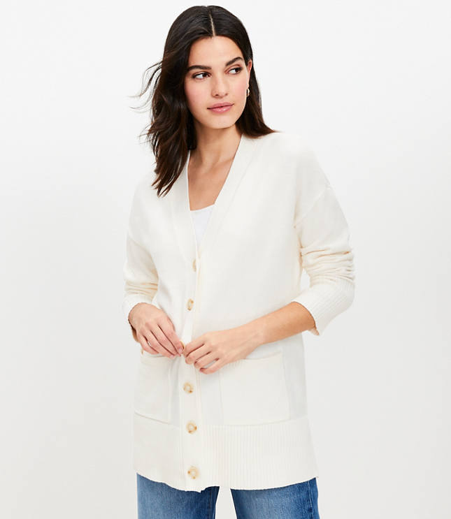 Petite V-Neck Pocket Cardigan