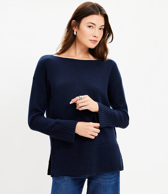 Boatneck Relaxed Tunic Sweater