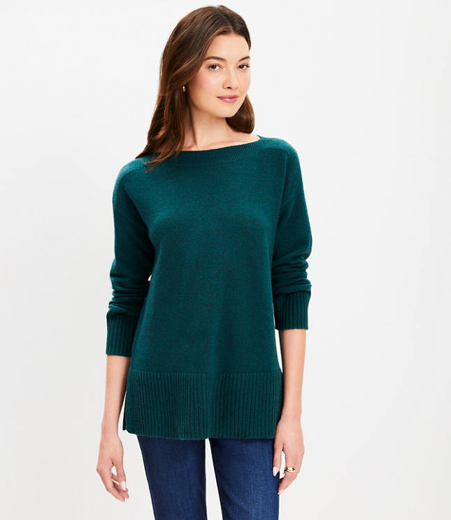 Boatneck Relaxed Tunic Sweater