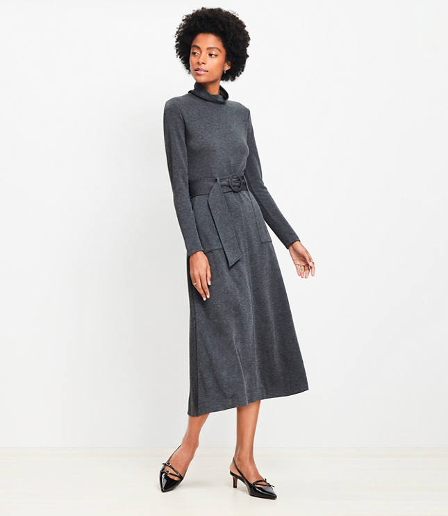 Jersey Belted Midi Pocket Dress