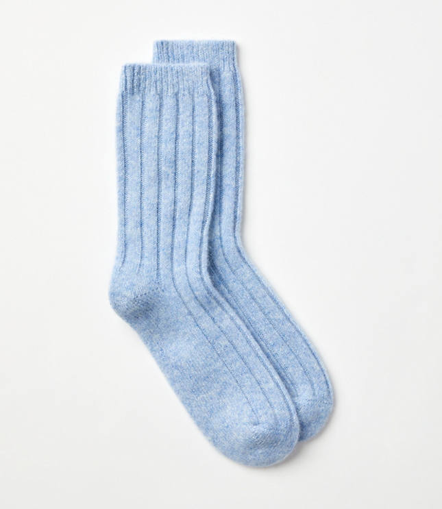 Cashmere Crew Socks - Light Blue Melange