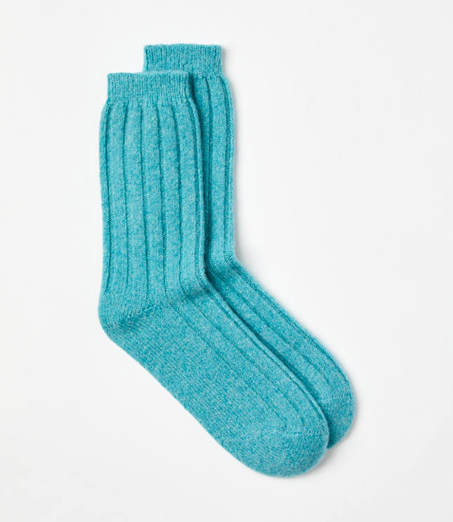 Cashmere Crew Socks - Crisp Teal Heather