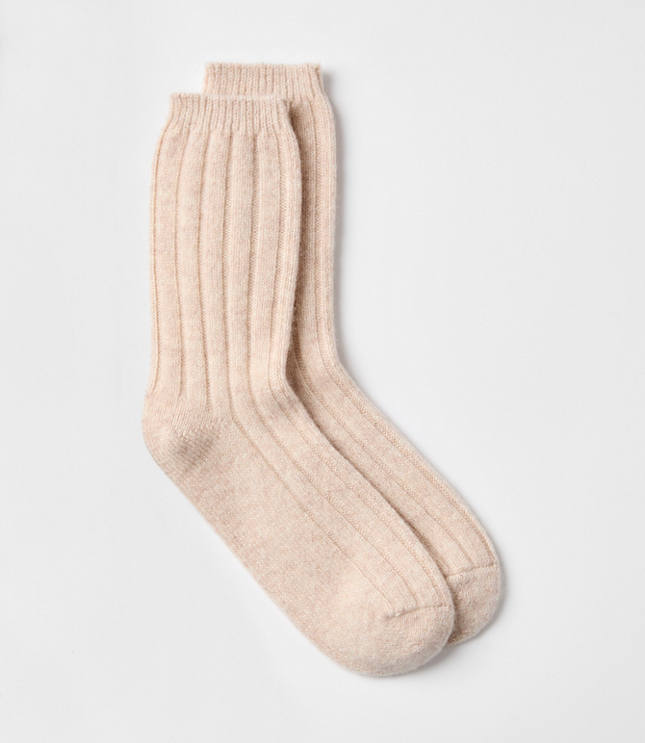 Cashmere Crew Socks - Pale Oat Heather