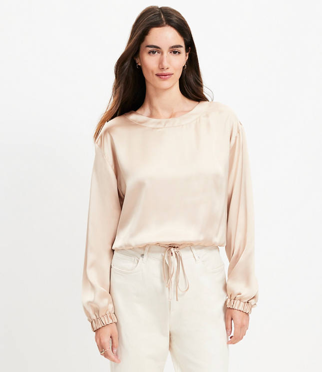 Satin Drawstring Blouse